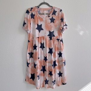 Marbled star print dress, size XL